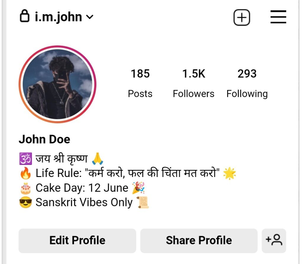 Three Word Shlok In Sanskrit For Instagram Bio
